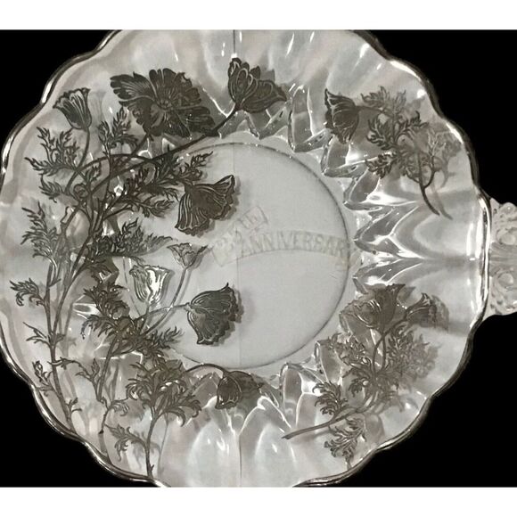 Vintage Silver City Glass Co 25th Anniversary Plate - Picture 1 of 2